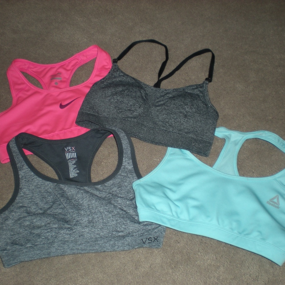 Lot of 4 Nike/Pink/Reebok Sports Bra Small